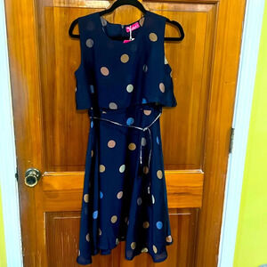 NWT Kairal Navy & Polka Dot Dress Size Small